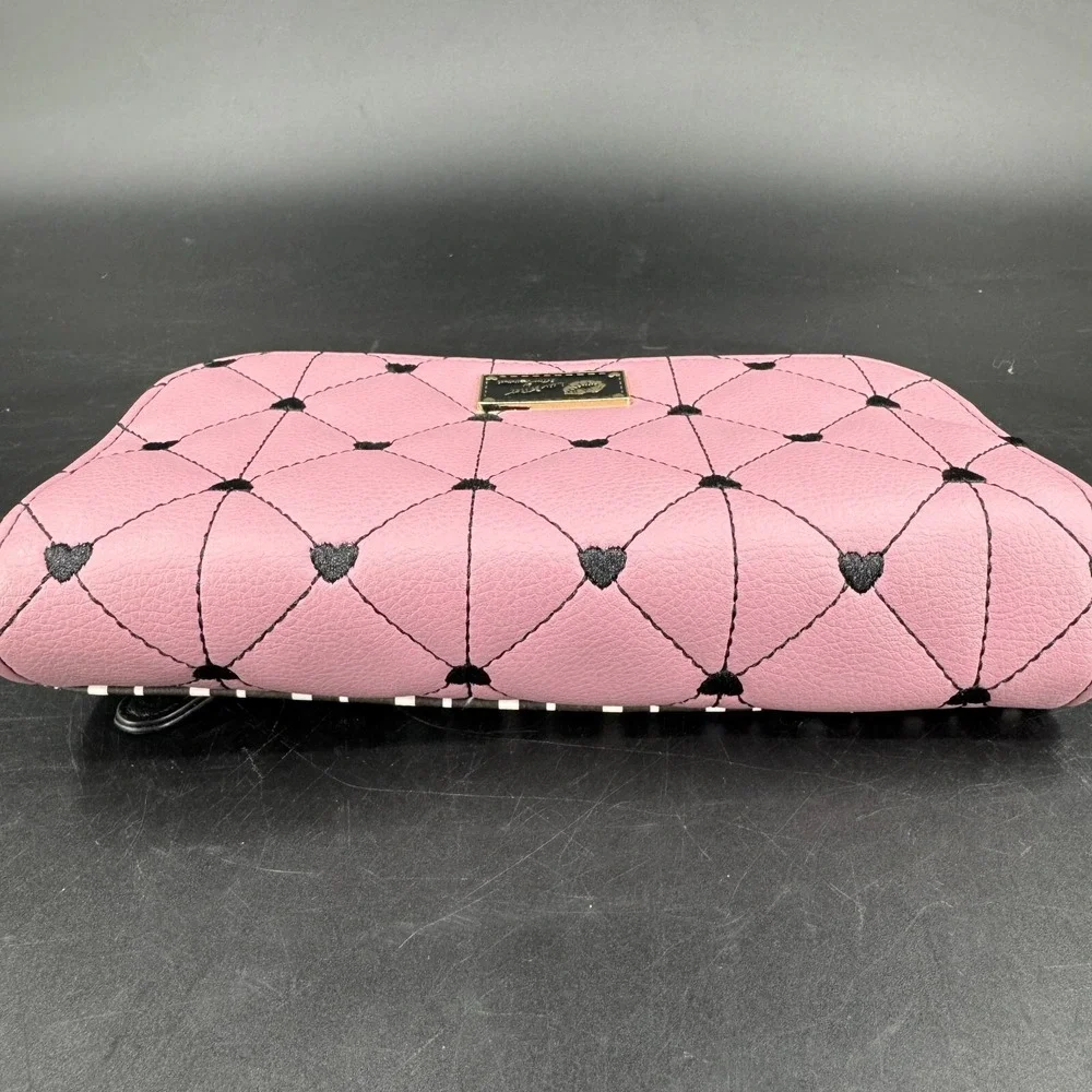 Luv Betsey by Betsey Johnson WOMENS Pink Black White Heart Quilted Crossbody